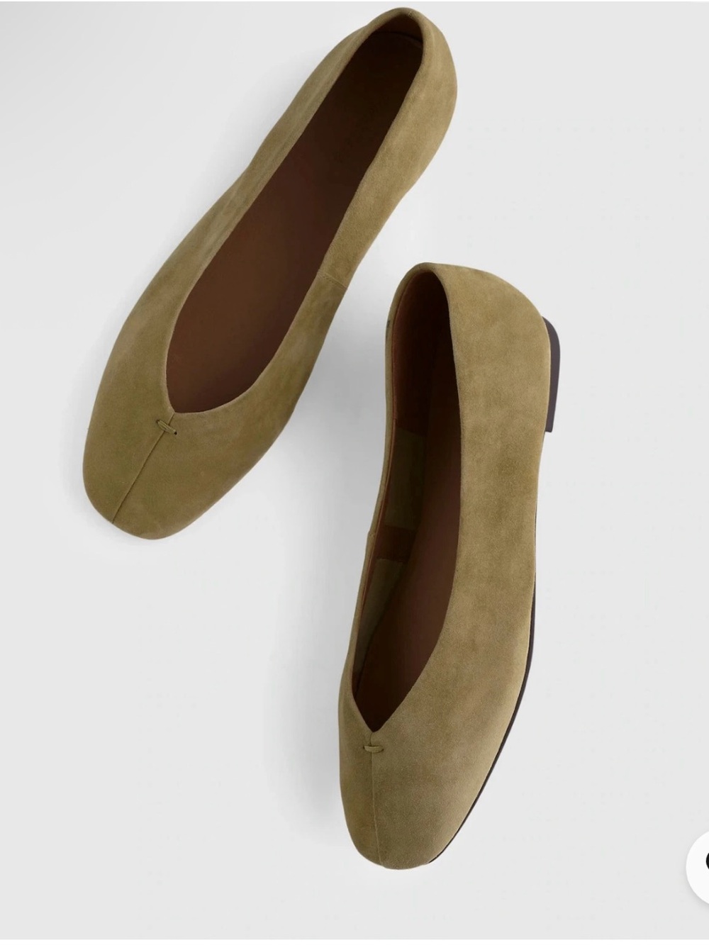 Madewell Olive Suede Square-Toe Ballet Flats size 7.5 New with box